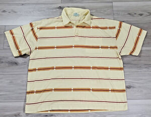 Canda Polo Shirt Men's XL Yellow Stripe 3 Button